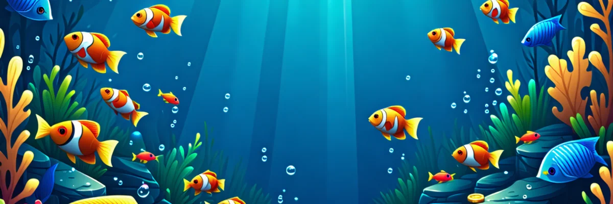 Hình ảnh banner kêu gọi hành động với các loài cá và tiền vàng, khuyến khích tham gia caxeng.com, game bắn cá đổi thưởng