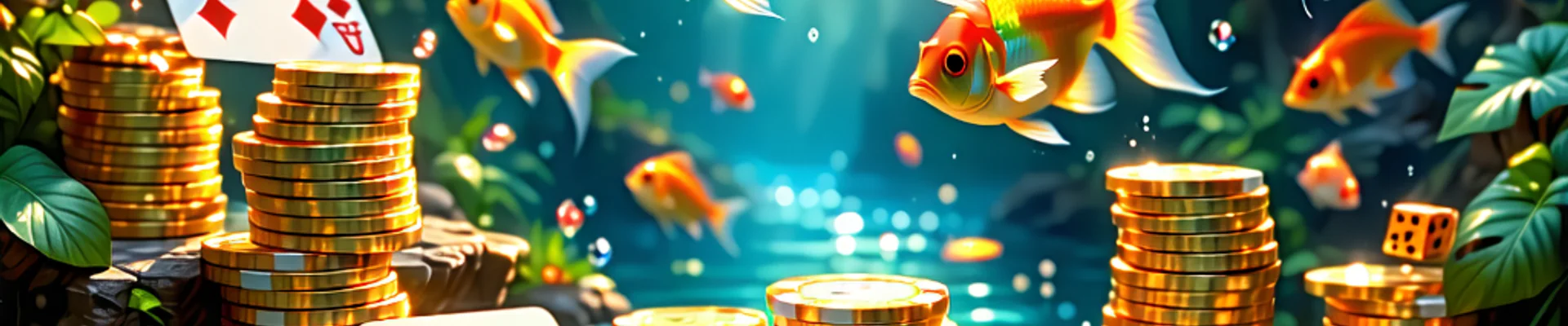 Hình ảnh nền với các yếu tố sòng bạc trực tuyến và bắn cá, tượng trưng cho caxeng.com