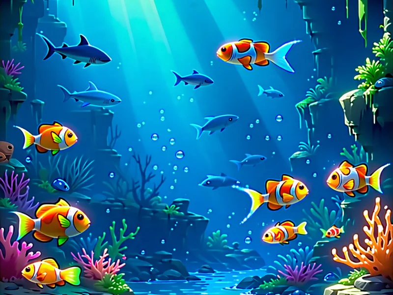 Hình ảnh minh họa game bắn cá đổi thưởng với nhiều loài cá và súng tại caxeng.com