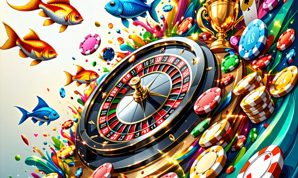 Hình ảnh minh họa sự đa dạng các loại game bắn cá đổi thưởng và cá cược trực tuyến tại nền tảng caxeng.com, với nhiều biểu tượng game hấp dẫn và người chơi tương tác vui vẻ.