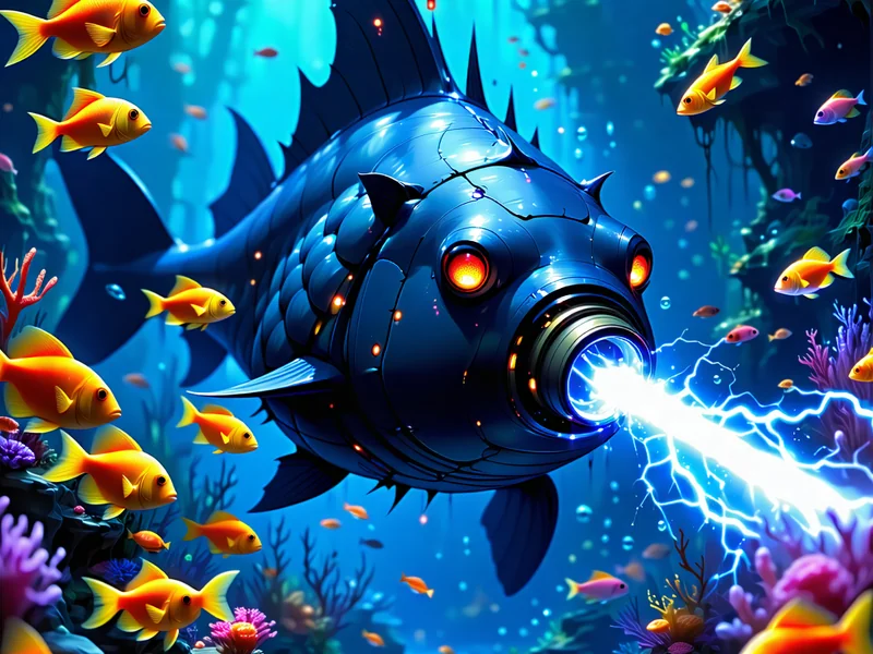 Hình ảnh game bắn cá với chủ đề đại dương sâu thẳm, có các sinh vật biển quý hiếm và kho báu ẩn giấu.