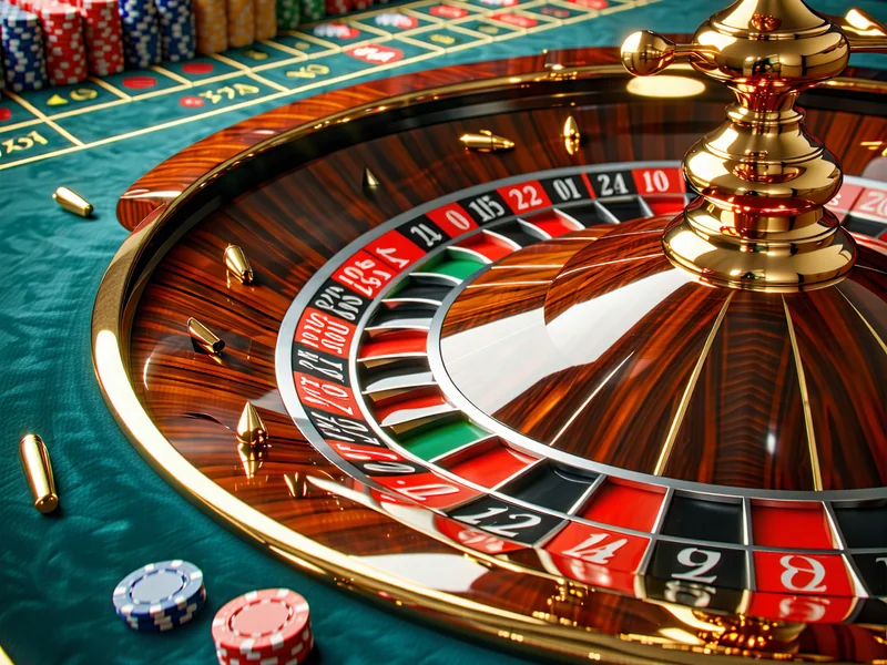 Bánh xe Roulette và bàn cược với chip và người chơi tại caxeng.com