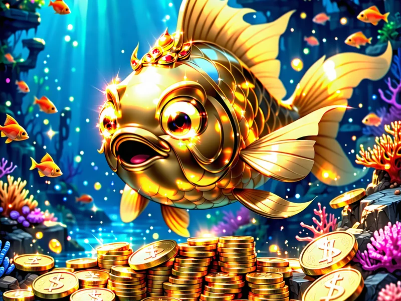 Hình ảnh game bắn cá Thần Tài với rồng vàng và cá lớn