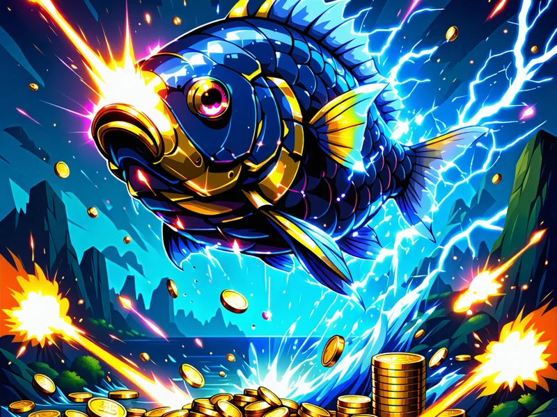 Hình ảnh game bắn cá đổi thưởng phiên bản nâng cao với vũ khí laser, bom, cá boss khổng lồ và hiệu ứng nổ hoành tráng, tại caxeng.com