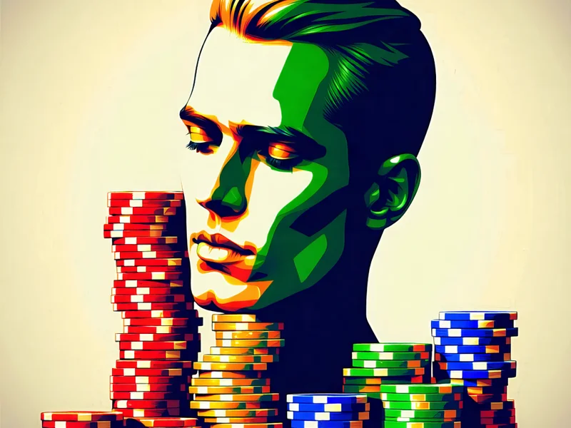 Biểu tượng cảm xúc bình tĩnh và chip Poker, thể hiện tầm quan trọng của việc kiểm soát cảm xúc khi tham gia cá cược trực tuyến tại caxeng.com