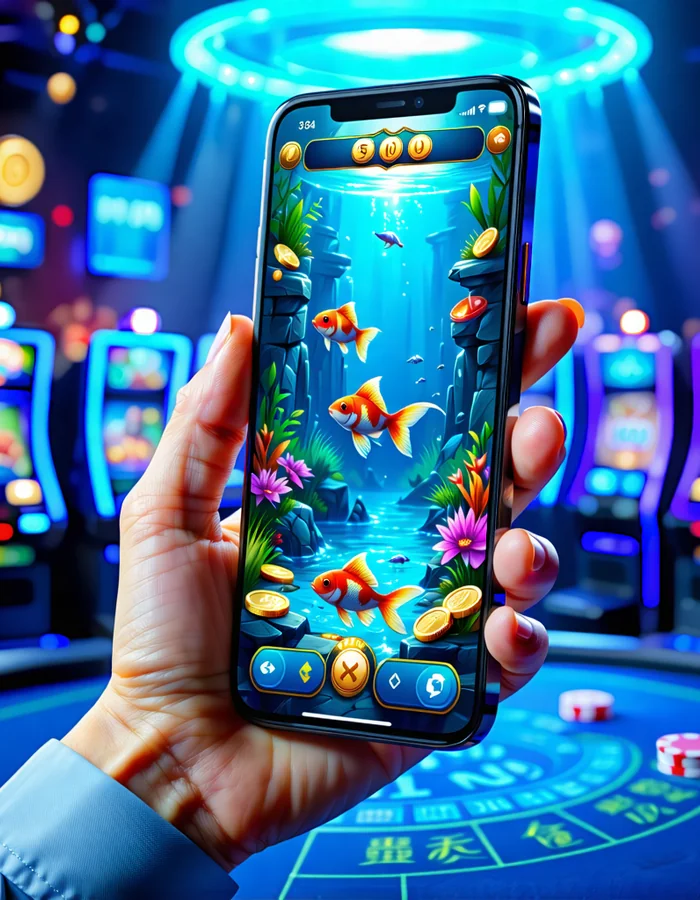Hình ảnh một người dùng đang chơi game bắn cá đổi thưởng trên ứng dụng di động caxeng.com, với giao diện thân thiện, thể hiện trải nghiệm giải trí mượt mà và tiện lợi trên điện thoại thông minh.