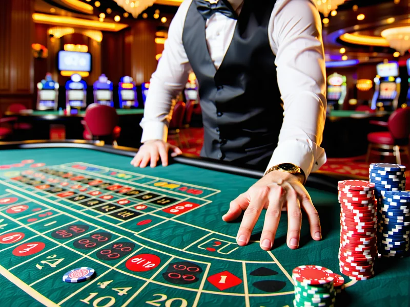 Hình ảnh người chia bài trực tiếp trong môi trường casino online sang trọng, thể hiện sự tương tác và trải nghiệm chân thực